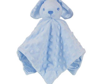Personalised Embroidered Blue Bunny Rabbit Baby Blankie Comforter