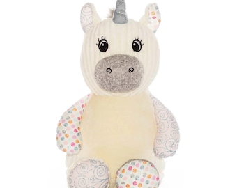 Personalised  Embroidered Baby Sensory White Unicorn - Icing Sugar