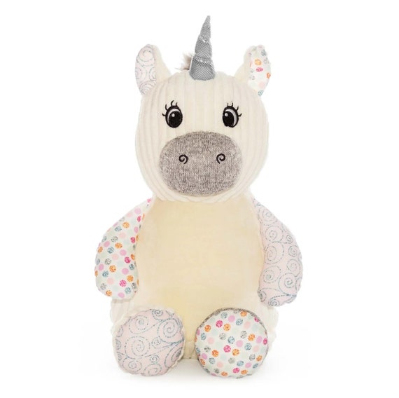 Personalised  Embroidered Baby Sensory White Unicorn - Icing Sugar