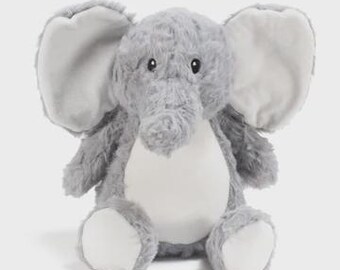 Peluche de elefante personalizado con estampado • Decoración infantil con temática de safari • Peluche suave y tierno • Regalo para bebé • Regalo de cumpleaños o bautizo