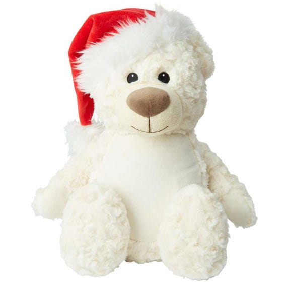Personalised Embroidered Christmas Bear -Cream