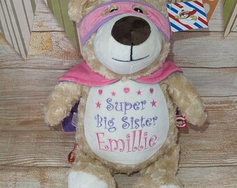 Personalised Embroidered Hero Teddy Bear, Pink