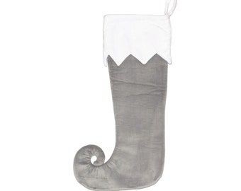 Personalised Embroidered Christmas Stocking - Grey Elf Toe