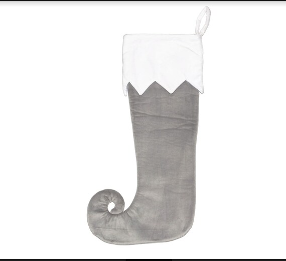 Personalised Embroidered Christmas Stocking - Grey Elf Toe