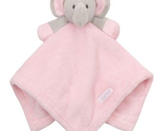 Personalised Embroidered Pink Elephant Baby Blankie Comforter
