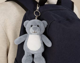 Personalised Plush Key Chain - Grey Teddy Bear