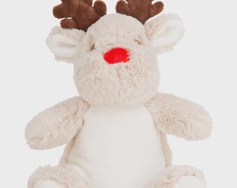 Peluche de reno personalizado con estampado • Decoración navideña para la habitación del bebé • Juguete suave y tierno • Recuerdo para bebé • Idea de regalo navideño
