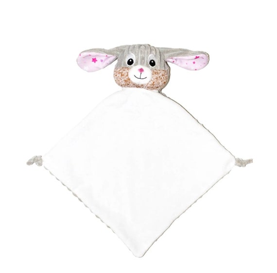 Personalised Baby Sensory Bunny Rabbit Baby Blankie Comforter, Bubblegum