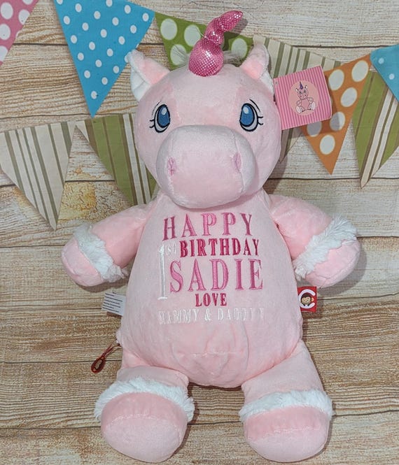 Personalised Embroidered Pink Unicorn
