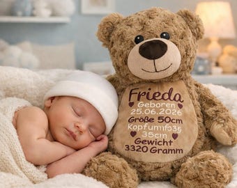 Personalised Embroidered Caramel Teddy Bear • Soft Plush Cuddly Toy • Baby Gift • Nursery Keepsake • Christening or Birthday Present