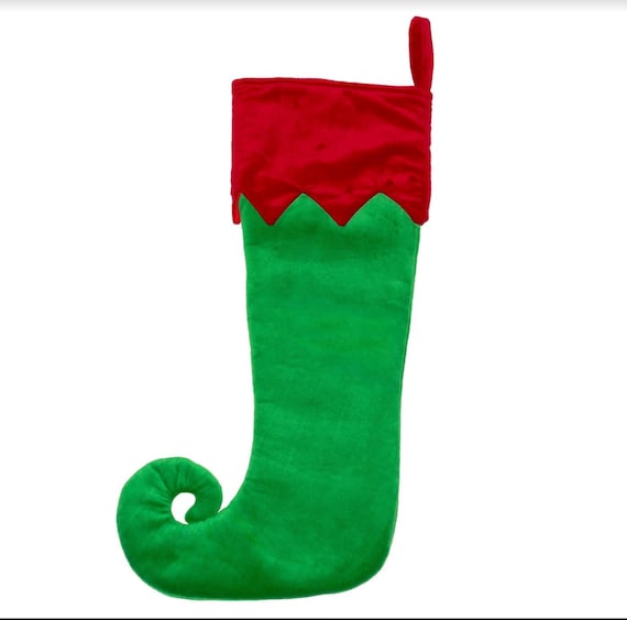 Personalised Embroidered Christmas Stocking - Green Elf Toe