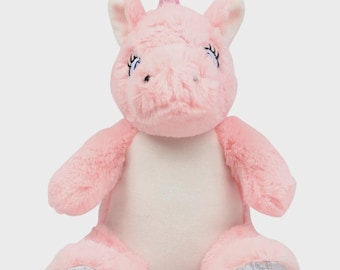 Personalised Printed Pink Unicorn Plush • Magical Nursery Gift • Soft Cuddly Toy • Baby Shower Present • Birthday Keepsake