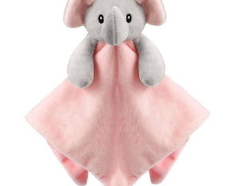 Personalised Embroidered Pink Elephant Baby Blankie Comforter