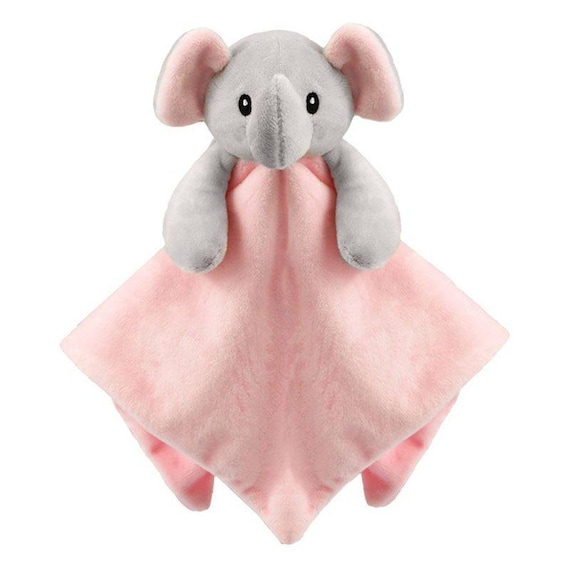 Personalised Embroidered Pink Elephant Baby Blankie Comforter