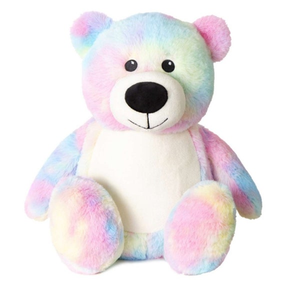 Personalised Embroidered Tie Dye Rainbow Bear