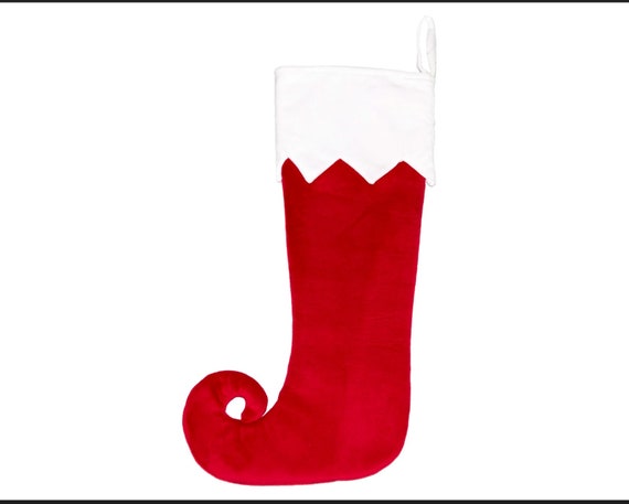 Personalised Embroidered Christmas Stocking - Red Elf Toe