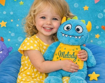 Personalised Embroidered Blue Monster