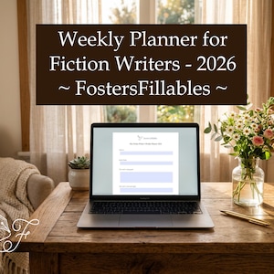 Fiction Writers Weekly Planner 2026 - Fillable PDF - Novel Writing Tracker - Author Goal Planner - Authors Progress Log