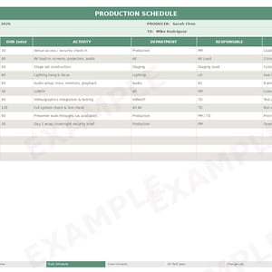 Corporate Event Production Toolkit | Run of Show Template | Production Schedule | AV Tech Spec | Excel & Google Sheets