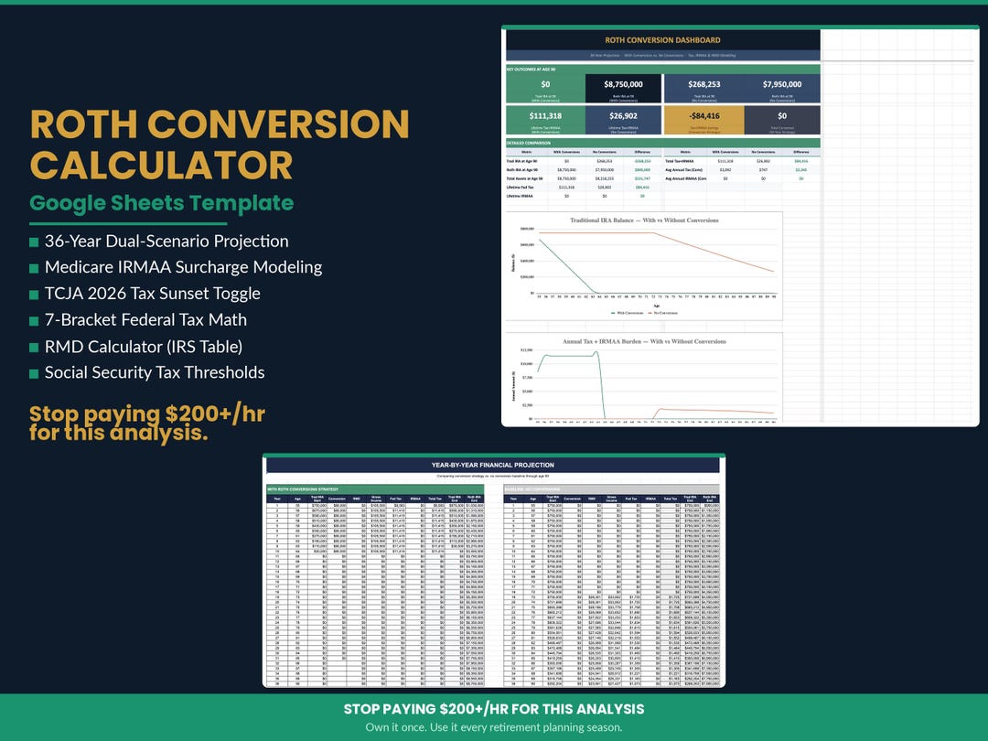 Roth Conversion Calculator Google Sheets, Tax Bracket Optimizer, Irmaa ...