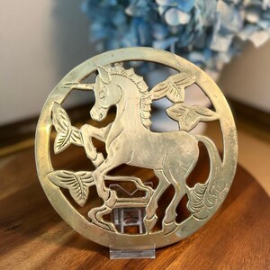 Brass Unicorn Trivet Wall Plaque