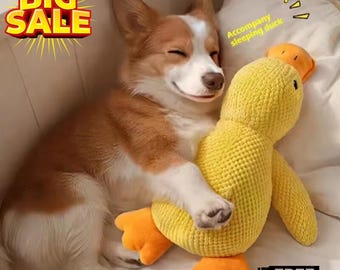 Cute Calming Duck Dog Toy-Squeaky Interactive Dog Toy-Teeth Cleaning Soft Chew Toy for Puppies & Large Dogs (Small, Medium, Large)