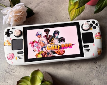 Pizza & Fun Snacks Steam Deck Case | Custom Steam Deck OLED Case | Kawaii Gaming Accessories | Protective Hard Shell Cover |