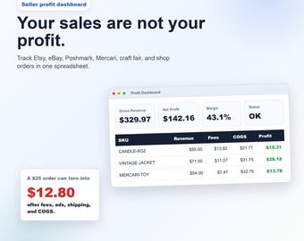Reseller Profit Tracker für Etsy Etsy Verkäufer Poshmark