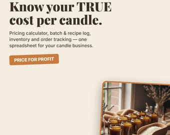 Candle Business Planner Tabelle - Sojakerzen Kosten + Preisrechner, Chargen-Rezeptlog & Bestandsverfolgung für Kerzenhersteller