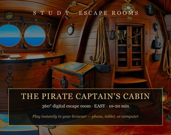Piraten Escape Room Spiel Online | 360 Schatzsuche Puzzle für Kinder & Familie | Sofort am Telefon spielen | Gesellschaftsspiel | Digitaler Download