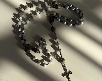 Porcelain Beads & Bronze Color Rosary