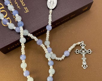 Blue and silver nylon rosary