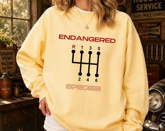Endangered Species Sweatshirt, Funny Manual Transmission Crewneck, Stick Shift Shirt, Car Lover Gift, Save the Manuals
