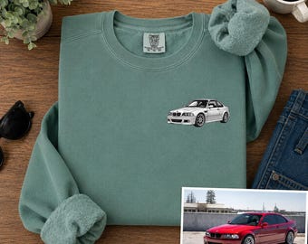 Custom Car Sweatshirt, Personalized Car Photo Crewneck, Car Lover Gift, Custom Auto Shirt, Driver Pullover