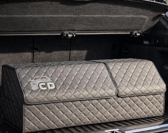 Luxus-Kofferraum-Organizer mit Deckel, faltbare Leder Aufbewahrungsbox, Premium Auto Cargo Organizer, magnetische Kofferraum-Box, Geschenk für ihn