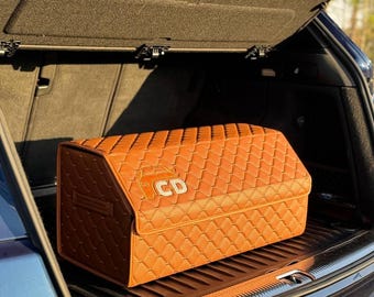 Luxus-Kofferraum-Organizer, faltbare Leder Aufbewahrungsbox mit Deckel, magnetischer Fracht-Organizer, Premium Auto Zubehör