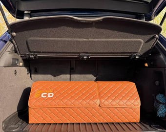 Premium kofferbakopberger met deksel, opvouwbare leren opbergdoos, magnetische autovrachtopberger, kofferbakdoos in meerdere maten