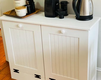 Holz Dual Tilt Out Mülleimer (Solid-Cottage White) - NEU