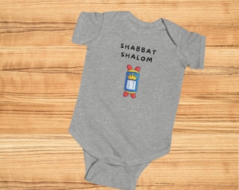 Body de peluche Shabbat Shalom con la Torá para bebé / Body judío para bebé