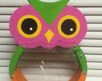 Handmade Wooden Happy Owl Coin Bank