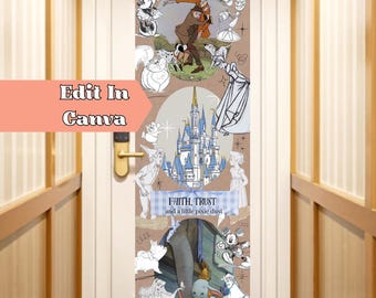 Editable Pixie Dust Vintage Disney Cruise Door Banner, Personalized Family Door Sign, Canva Template, 24x72 Cruise Decor, Instant Download
