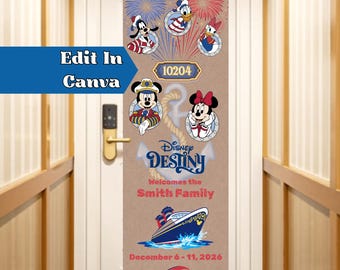 Disney Cruise Door Banner Bundle, Editable Canva Template, 16 Design Options, Personalized Cruise Door Decor, Printable Stateroom Banner