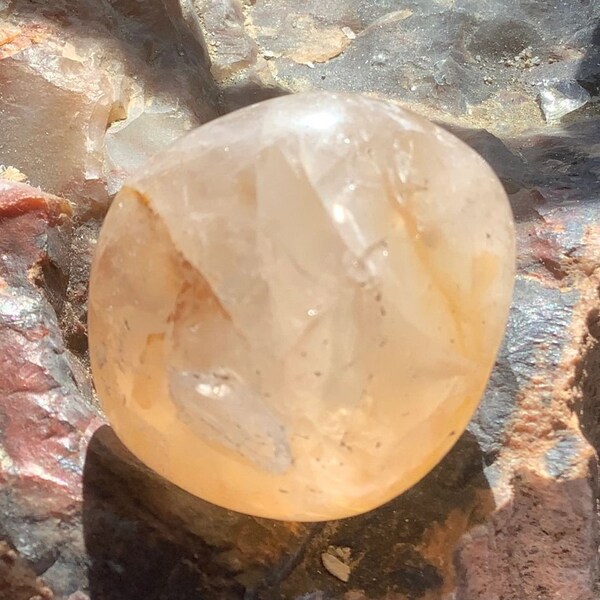 Golden Azeztulite Large Tumble with pouch Certificate of Authenticity from NC