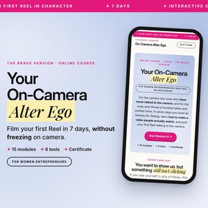 Alter Ego Workbook, Camera Confidence Course for Women Entrepreneurs, Film Your First Reel in 7 Days, Camera Shy Content Creator