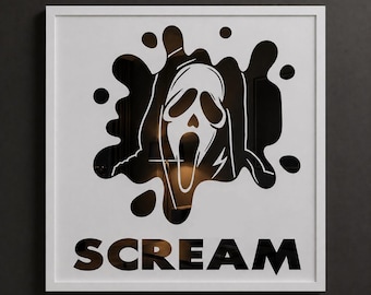 Scream Ghost Face Mirror – Etched Glass Wall Art, Horror Decor, Halloween Mirror