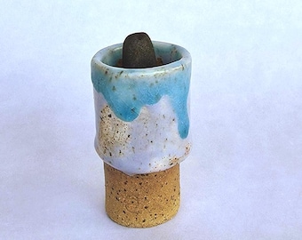 Ceramic Palo Santo Holder / Lilac and Turquoise Drip Glaze