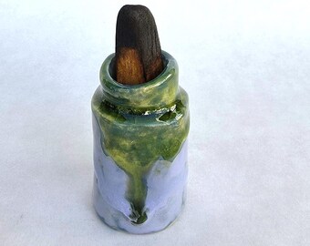 Ceramic Palo Santo Holder / Lilac and Green Drip Glaze