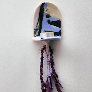 Ceramic Candle Wall Altar with Fringe and Charms