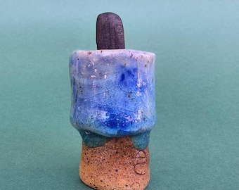 Ceramic Palo Santo Holder / Blue Crackle Glaze