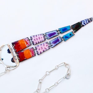 Rainbow Serpent Necklace // Sterling Silver Enamel Art-to-wear Necklace